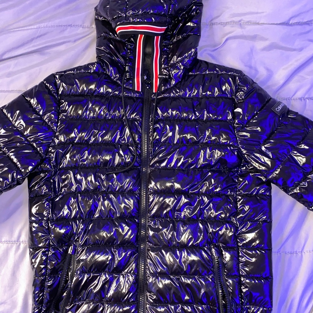 Calvin Klein Shiny Black Bubble Coat